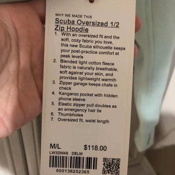 SOLD!! NWT Lululemon 1/2 Zip Scuba Hoodie - Picture 2 of 5